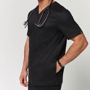 NWT JAANUU V-Neck 3 Pocket Black Scrub Top Size XS